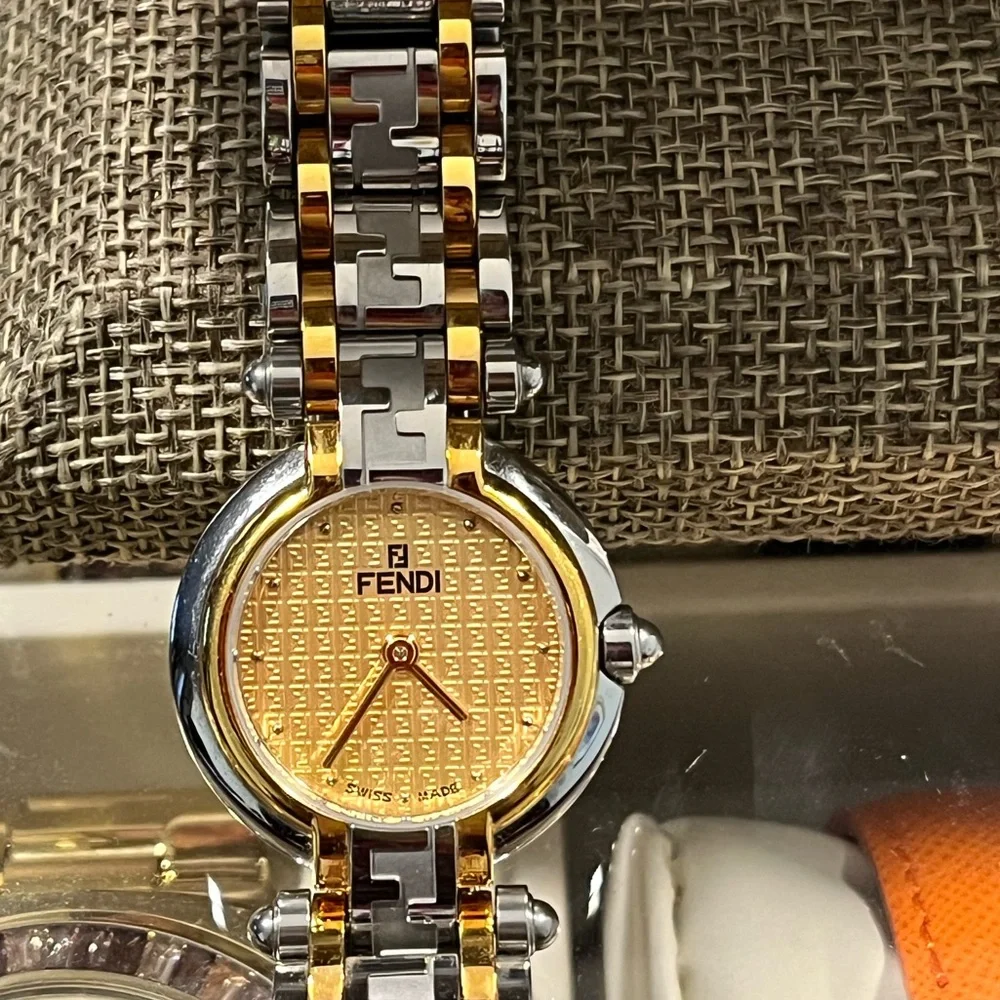 FENDI PRE-LOVED AUTHENTIC ‘ZUCCA’ 18K YELLOW GOLD-PLATED LUXURIOUS WATCH